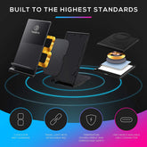 TekBrix® Wireless Charger 2-in-1 Dual Fast Charging Stand & Pad Station